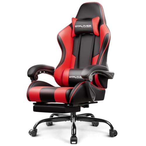 GTPLAYER Gaming Chair, Computer Chair with Footrest and Lumbar Support, Height