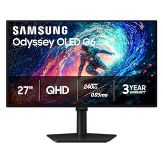 Samsung 27" Odyssey OLED G6 (G61SH) Gaming Monitor - QD-OLED, QHD (1440P), 240Hz, 0.03ms, Glare-Free, Pantone Validated, HDR10, Height-adjustable stand, OLED Safeguard, 3 Year Warranty, LS27HG612SNXZA Now