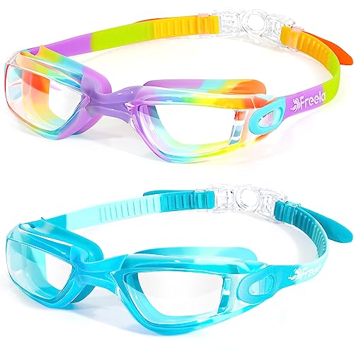 5.99 Freela Kids Swim Goggles, 2 Packs Swimming Goggles for Kids 3-14