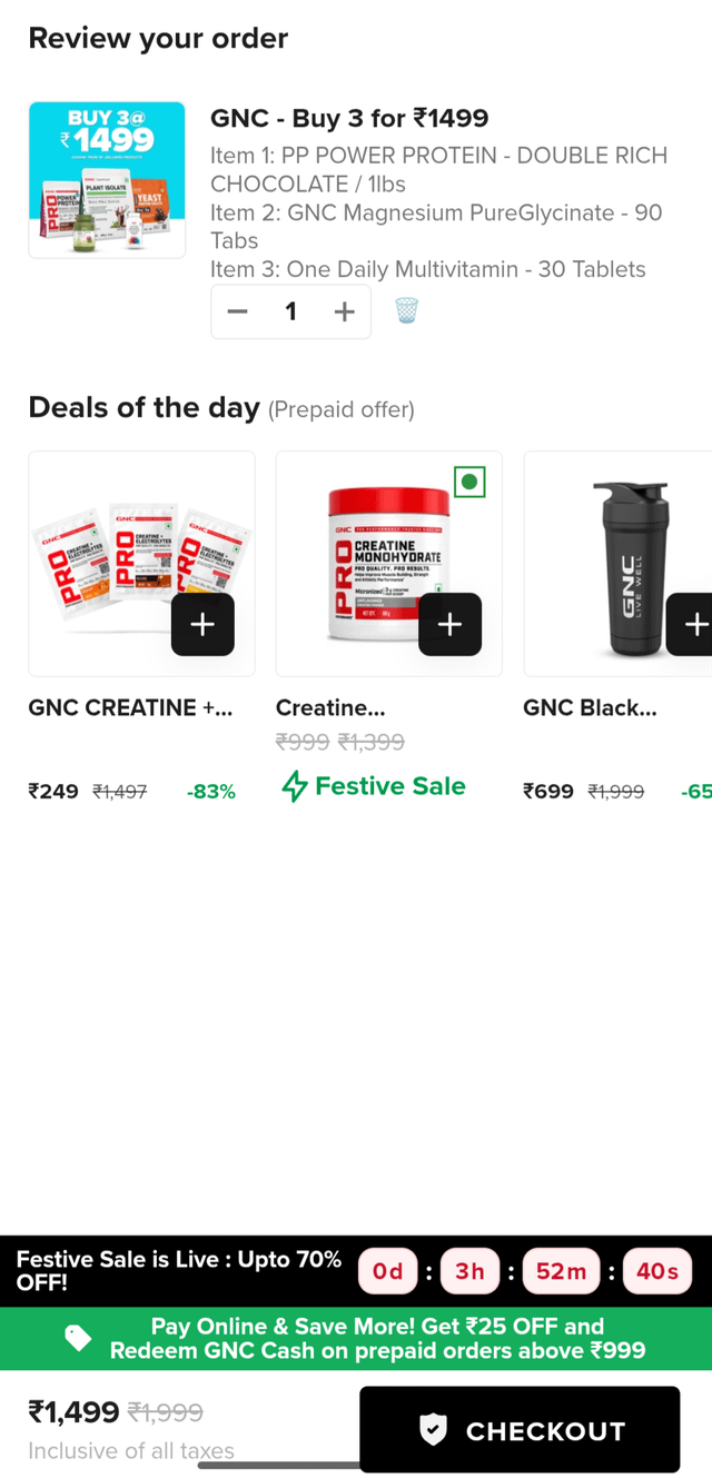 I got gnc deal worth of more then 4k+ , i got at 1500 which includes gnc multivitamin, magnesium tablets