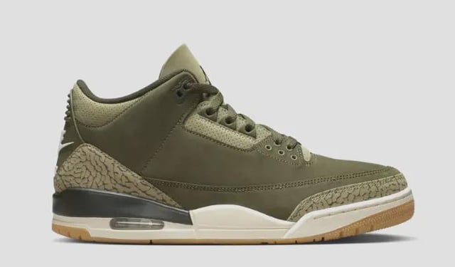 Air Jordan 3 Retro Medium Olive Mens Lifestyle Shoe - Medium Olive/Sequoia/Neutral Olive/Sail/Total Crimson ON SALE