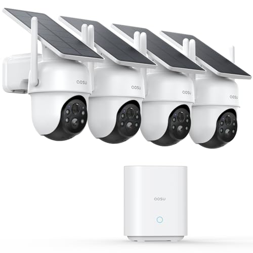 aosu D1 Classic 4-Cam Kit, Security Cameras Wireless Outdoor, Solar Powered