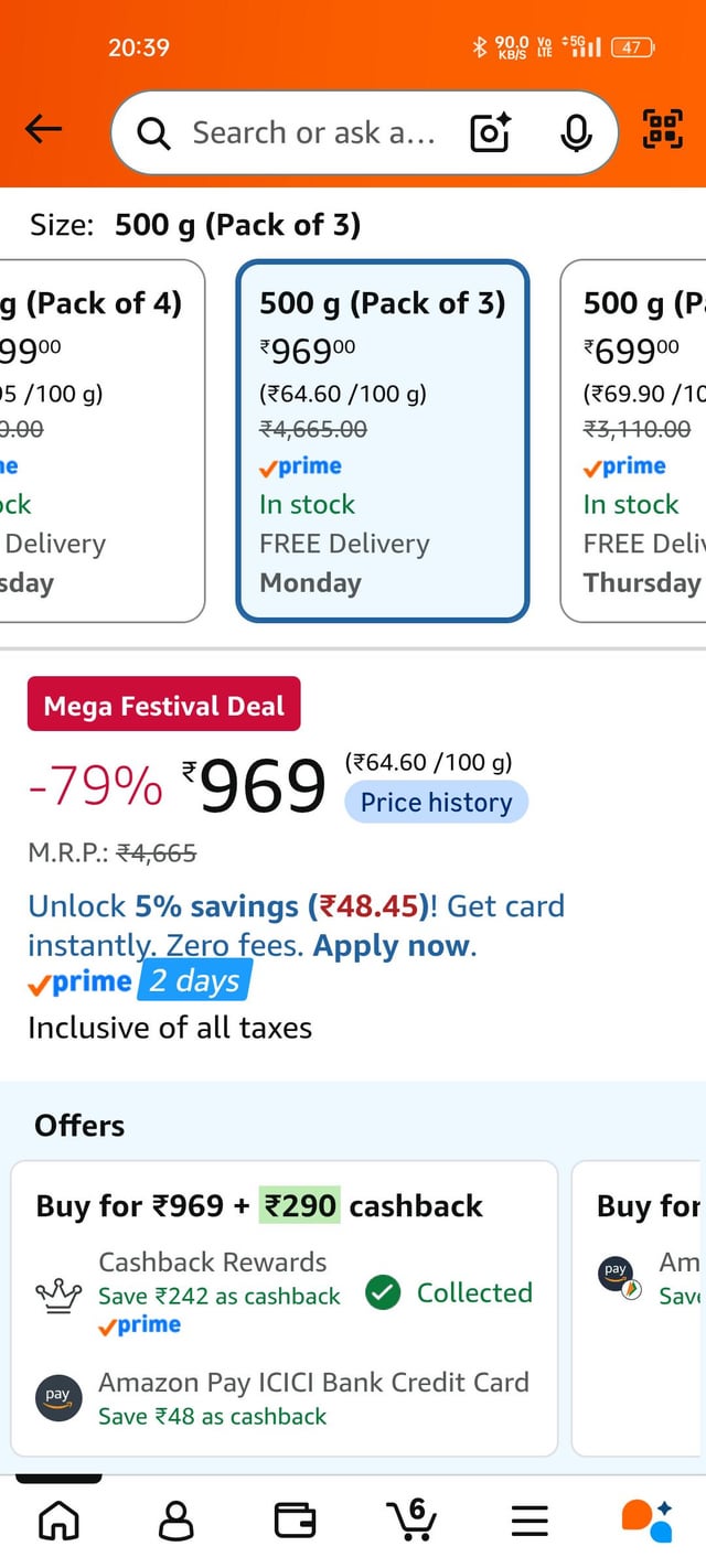 Yogabar unflavoured plant protein 1.5Kg at ₹684 (all offers included)