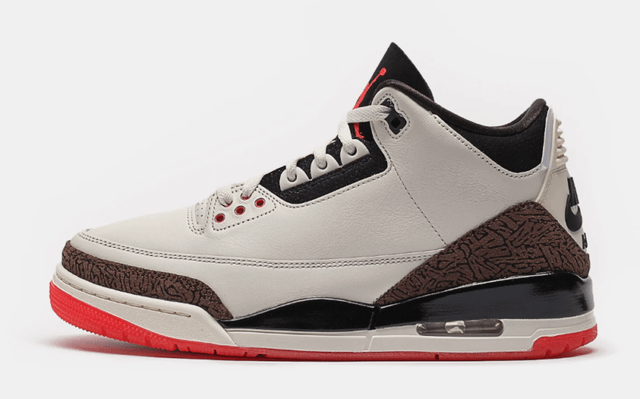 Air Jordan 3 Retro Sneaker in Sail/Black/University Red/Pale Ivory ON SALE