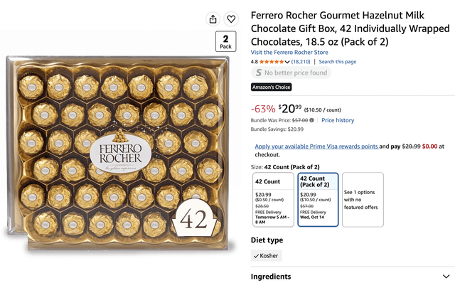 Anyone like chocolate ? 63% OFF Ferrero Rocher (84 pack!)