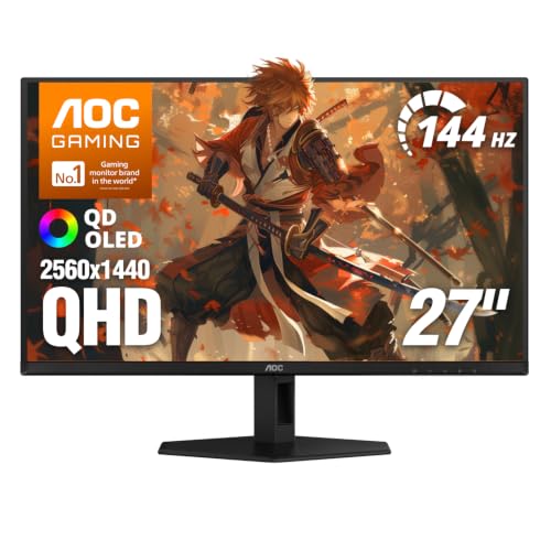 AOC 27 Q27GADE Inch Gaming Monitor QHD QD OLED 144Hz NVIDIA G-SYNC.