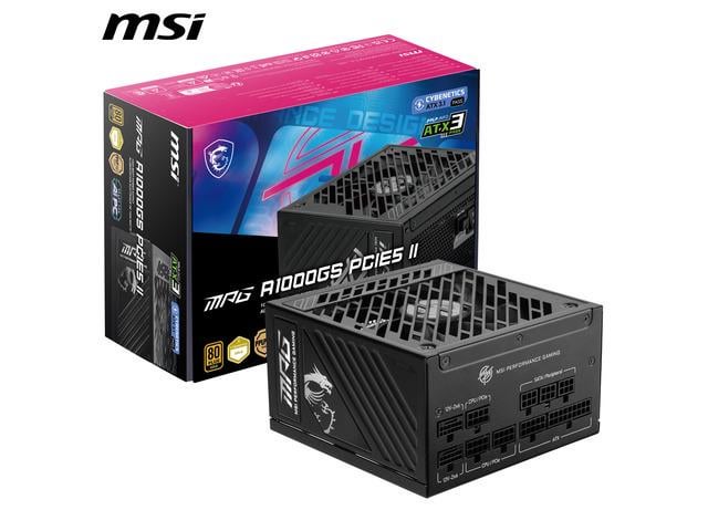 MSI MPG A1000GS PCIE5 II, Fully Modular 1000W, 80+ Gold, ATX 3.1 & PCIe 5.1, 10 Year Warranty |
