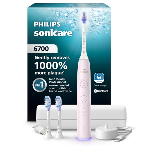 Philips Sonicare 6700 Rechargeable Electric Toothbrush, 3 Brush Heads, Pink