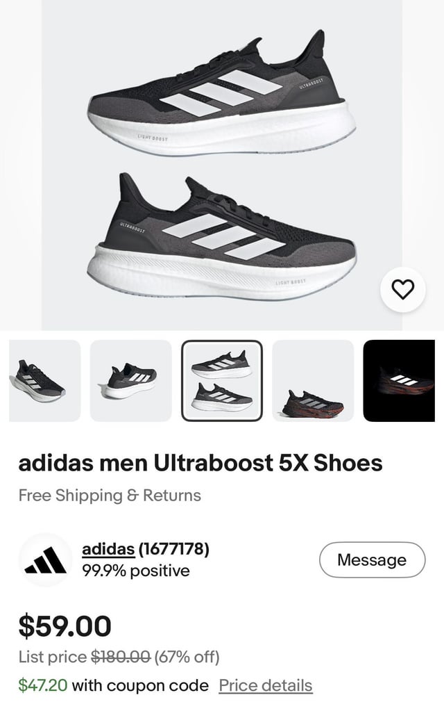Adidas Blk/white Ultraboost 5x