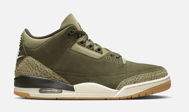 Air Jordan 3 Retro Medium Olive Mens Lifestyle Shoe - Medium Olive/Sequoia/Neutral Olive/Sail/Total Crimson ON SALE