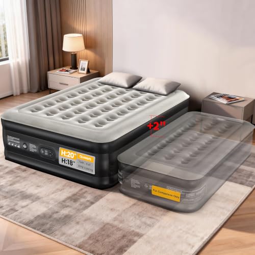 OhGeni 20 Raised Queen Air Mattress (1 Pack) with Built in Pump,