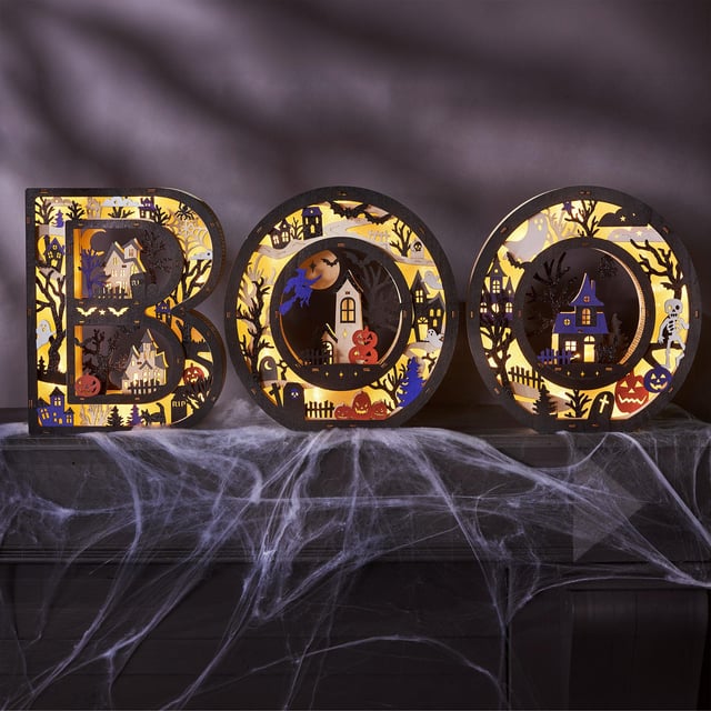 BOO Wood Letters with LED Lights, Set of 3 (#1929696)