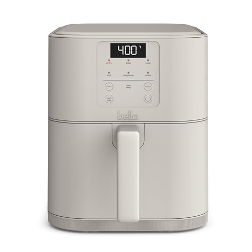 bella Fits-Anywhere™ 6qt Slim Air Fryer, Non-Toxic Coating, Oatmilk