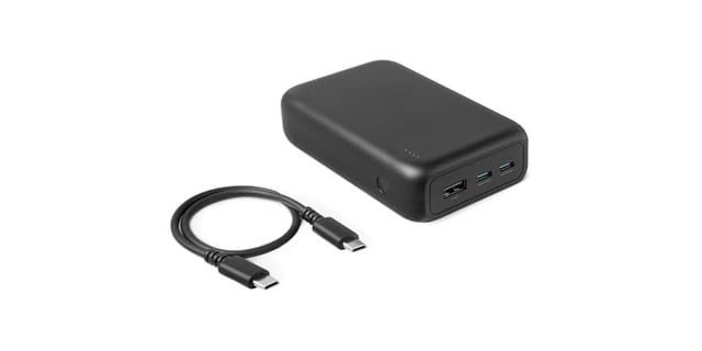 RESTOCK Amazon Basics High-Capacity Portable Charger Power Bank with 3-Port Output, 20,000 mAh, Black