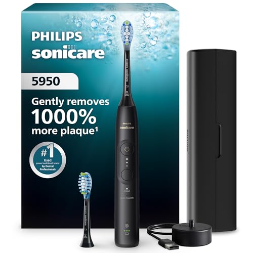 Philips Sonicare 5950 Rechargeable Electric Toothbrush, 2 Brush Head, Black