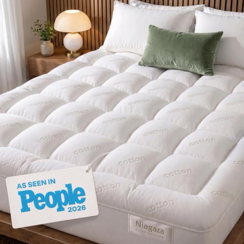 Niagara Sleep Solution 100% Cotton Top King Size Mattress Pad, Pillow Top