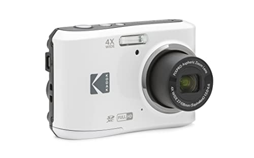 Kodak PIXPRO FZ45 16MP Compact Digital Camera, 4X Optical Zoom, AA, White