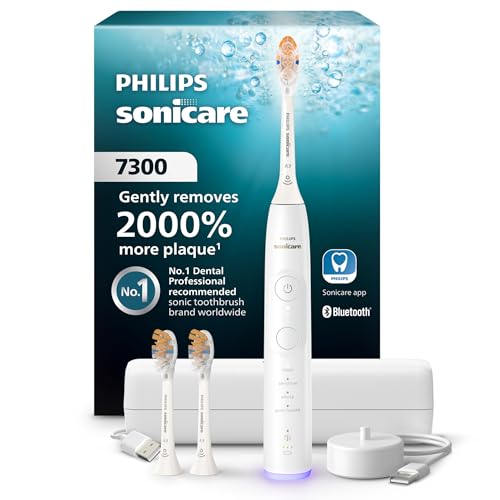 Philips Sonicare 7300 Rechargeable Electric Toothbrush, 3 Brush Head, White