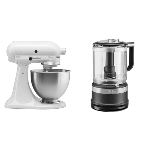 KitchenAid Classic Series 4.5 Quart Tilt-Head Stand Mixer K45SS, White & 5