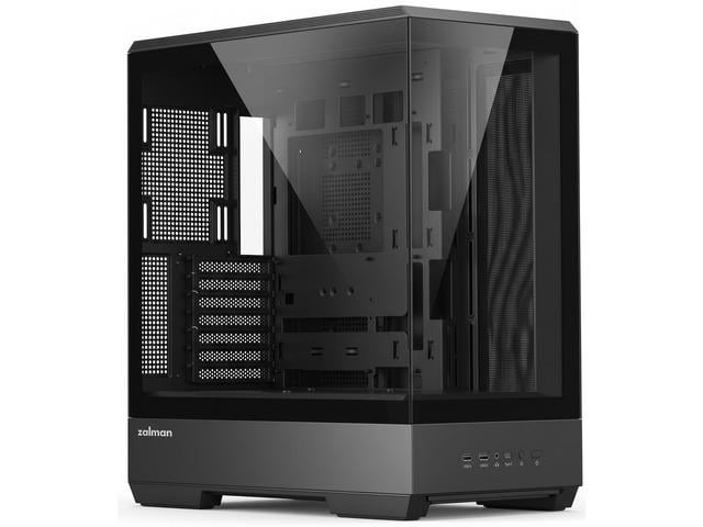 Zalman P50 ATX PC Case - Panoramic Tempered Glass, Hinged Cable Management Doors, Back-Connect Motherboard Compatible, Barebone Computer Chassis
