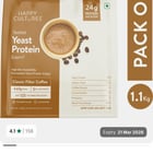 Happy cultures Yeast protein (1010gm) coffee for Rs.1299 and unflavored for Rs.1399 on Flipkart