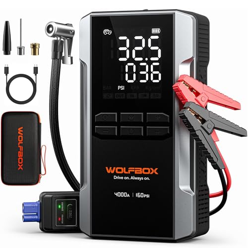 WOLFBOX MV24A 4000A Jump Starter with 160PSI Air Compressor, 12V Car Battery