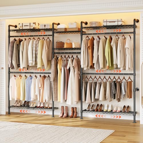H3 Plus Expandable Wall Mounted Closet System Clothes Rack Black