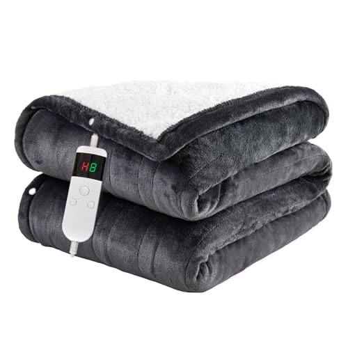 Heated Blanket Electric Throw, 50x60 Soft Flannel Heating Blanket with 8 Hours