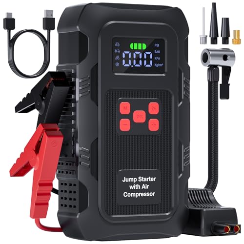 5000A Jump Starter with Air Compressor, Portable Car Battery Jump Starter with