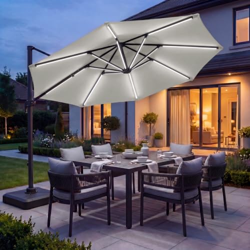 Grand patio Cantilever Offset Outdoor Umbrella with 8 Rib