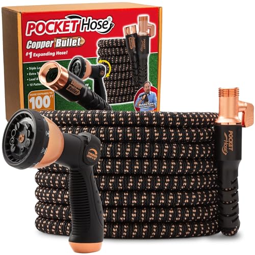 Pocket Hose 100 FT Copper Bullet Hose, 10-Pattern, 650psi
