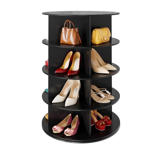 SpaceAid 4-Tier 360° Rotating Shoe Rack Tower, Black Shoe Organizer at $ 120 (14% off)