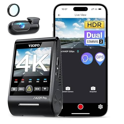 VIOFO A229 Pro 4K HDR Dash Cam Front and Rear, Dual STARVIS