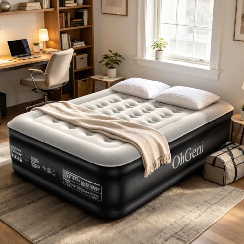 OhGeni Full Size Air Mattress with Built in Pump, 18 Blow Up
