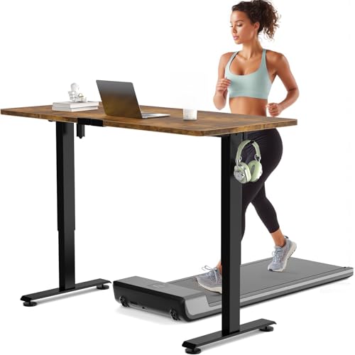 Veken 55 Inch Large Electric Standing Desk, Gaming Table, Brown