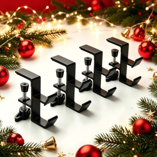 ⚡ [HOLIDAY] Mantel Stocking Holders & Garland Hangers, 4 Pack (Matte Black)