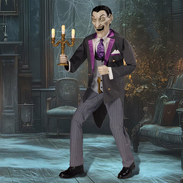 6' Animated Vampire Butler with LED Eyes & Sound (#1851585)