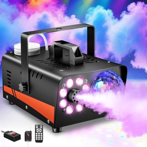 1500W Fog Machine, 20000CFM for Halloween, Disco Light & Remote