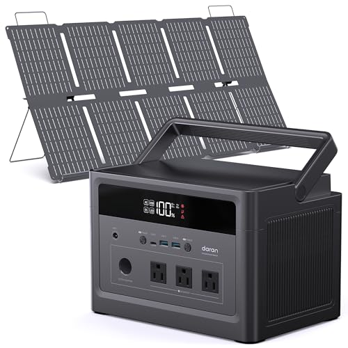 DaranEner Portable Power Station 600W (1200W Peak), 576Wh LiFePO4 battery with