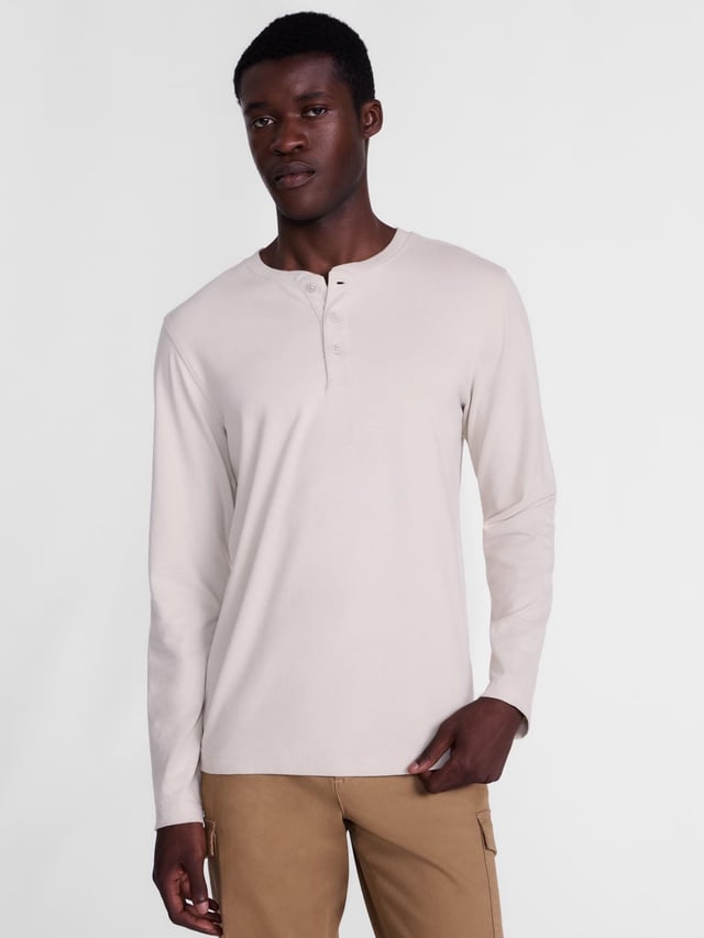 George Men's Cotton Long Sleeve Henley Shirt