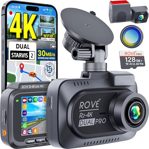 ROVE R2-4K Dual PRO Dash Cam Front and Rear, 4K+2K Dash Camera