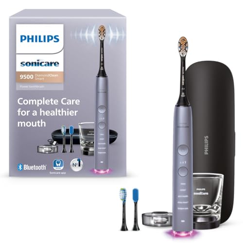 Philips Sonicare DiamondClean 9500 Electric Toothbrush 3 Brush Heads, Gray