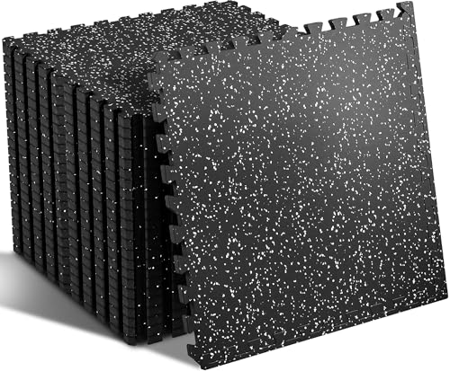 SUPERJARE 0.56'' Thick 96 Sq Ft Rubber Top Gym Flooring for Home