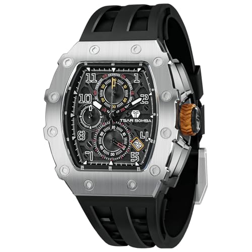 TSAR BOMBA Men's Luxury Quartz Watch, Luminous Dial 5ATM Water Resistance