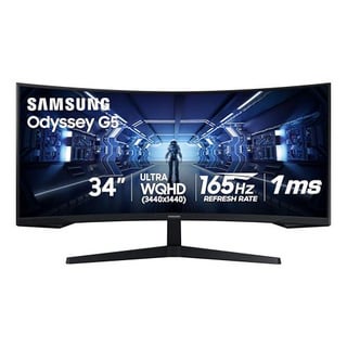 Samsung 34' Odyssey G5 Ultra-Wide 1000R Curved Screen165Hz, 1ms, FreeSync Premium, Large Display, Eye Comfort, Multiple Ports, WQHD Gaming Monitor with 39% off