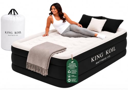 King Koil Air Mattress Twin with Built-in Pump, 20” Raised Airbed