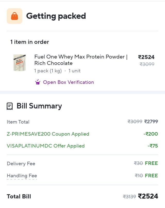 Fuel One Whey Max 1kg at 2.5k on Zepto