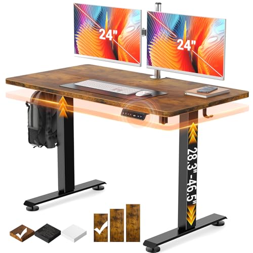 Veken 47.2 Inch Large Electric Standing Desk, Gaming Table, Brown