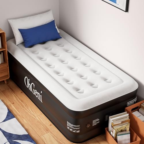 OhGeni Twin Air Mattress with Built in Pump, 18 Raised Blow Up