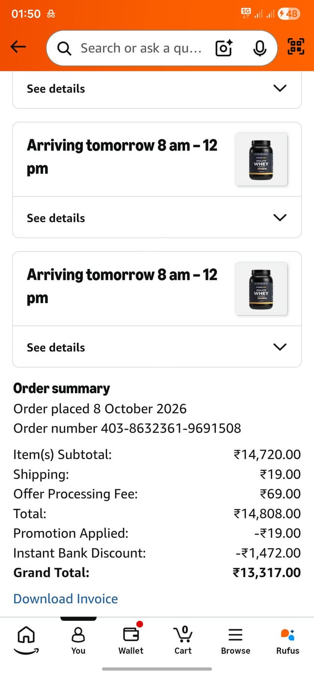 Amazon GIF sale, nutrabay isolate in coffee flavour is approx 2650 /kg if you have a sbi credit card